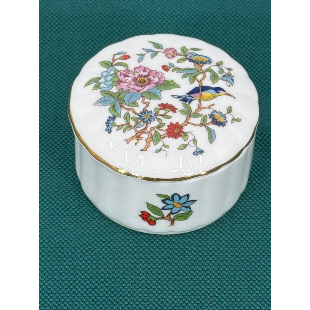 Aynsley Cottage Garden Min 2" Trinket Box Fine Bone China Bird Floral England